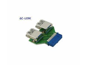 USB 3.0 20-Pin ICC Motherboard Header to Dual Type-A Female Adapter, GC-U29K