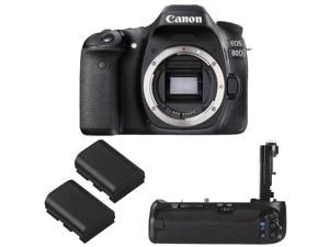Canon EOS 80D 242MP Digital SLR Camera Body  Battery Grip  2x Extra Batteries