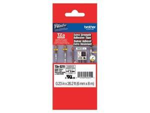 Adhesive TZ Tape (R) Cartridge 0.23"x26-1/5ft., Black/White BROTHER TZeS211 Adhesive TZ Tape (R) Cartridge 0.23"x26-1/5ft., Black/White BROTHER TZeS211
