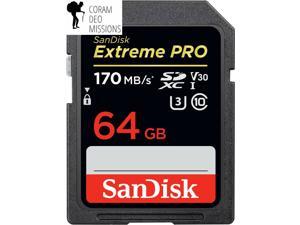 SanDisk 64GB Extreme PRO SDXC UHS-I Card - C10, U3, V30, 4K UHD, SD -... SanDisk 64GB Extreme PRO SDXC UHS-I Card - C10, U3, V30, 4K UHD, SD -...