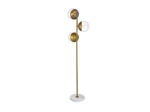 Eclipse 3 Lights Brass Floor Lamp With Clear Glass