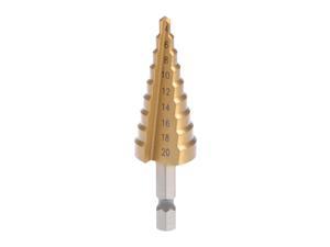 uxcell Nitride Step Drill Bit 10mm to 45mm 8 Step Size 2 Straight Flute Trilateral Shank for Metal Wood Plastic High Speed Steel 