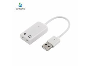 White Centechia USB 2.0 Sound Card Virtual 7.1 USB to 3D External Audio Jack 3.5mm Adapter USB Sound Card Micphone Earphone for Laptop