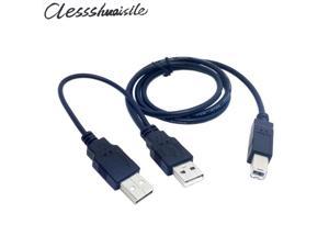 Dual USB 2.0 Male to Standard B Male Y Cable 80cm for Printer  &  Scanner  &  External Hard Disk Drive