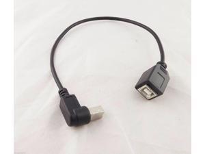 1pc USB 2.0 B Female To Down Angle USB B Male Printer Short Data Cable Adapter Black 30cm 1FT