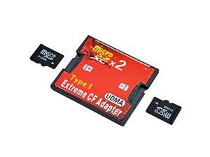 Red Dual Slot Micro SD SDHC SDXC TF to CF Adapter MicroSD to Extreme Compact Flash Type I Card Converter