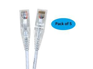 Micro Connectors (E08-050W-SLIM-5) Ultra Slim 50 Feet (28AWG) CAT 6 UTP RJ45 Patch Cables, Pack of 5, Color-White Micro Connectors (E08-050W-SLIM-5) Ultra Slim 50 Feet (28AWG) CAT 6 UTP RJ45 Patch Cables, Pack of 5, Color-White