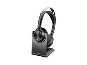 Poly - Voyager Focus 2 UC USB-C Headset with Stand (Plantronics) - Bluetooth Stereo Headset with Boom Mic - USB-C PC/Mac Compatible - Active Noise Canceling - Works with Teams (Certified), Zoom & more