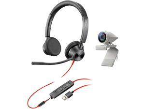 Poly  Studio P5 Webcam with Blackwire 3325 Headset Kit Plantronics  Polycom  1080p HD Professional Video Conferencing Camera  Stereo Audio Wired Headset USBA  Certified for Zoom  Teams