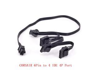 CORSAIR PCIe 6Pin 1 to 4 IDE Molex 4Pin Power Supply Cable for CS CX HX RM Series CS450M CS550M CS650M CS750M CS850M CX450M CX650MX CX750M HX1050 HX850 HX750 HX650 RM450 RM550 RM650 RM750 RM850 RM1000