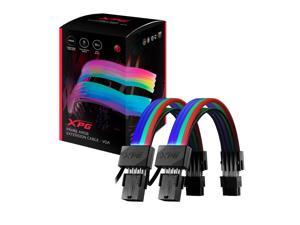 XPG Prime ARGB 8-Pin (6+2) VGA Extension Cable (ARGBEXCABLE-VGA-BKCWW) 8.7in Cable w/ optical Fiber Sleeving | Rig Lighting Kit