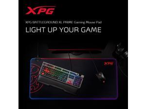 XPG BATTLEGROUND XL PRIME RGB Gaming Mousepad | Black + Dual Color LED RGB - Micro-B USB to USB | Splash-proof, Scratch Resistant Fabric | 35 x 16 inch; 4mm Thick w/ Rubber, Anti-Slip Base