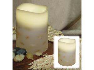 5.5" Battery Operated Ivory Embedded Seashells Flameless LED Flickering Pillar Candle 5.5" Battery Operated Ivory Embedded Seashells Flameless LED Flickering Pillar Candle