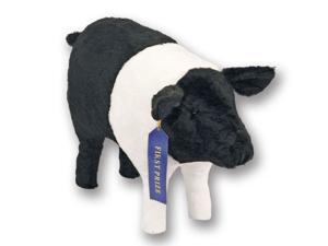 26" Soft Plush Standing First Prize Black and White Pig Stuffed Footrest Ottoman