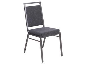 HERCULES Series Square Back Stacking Banquet Chair in Dark Gray Fabric with Silvervein Frame HERCULES Series Square Back Stacking Banquet Chair in Dark Gray Fabric with Silvervein Frame