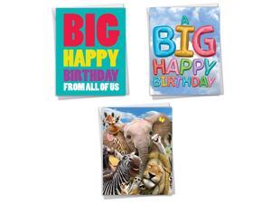 The Best Card Company - 3 Jumbo Birthday Cards Bundle (8.5 x 11 Inch)