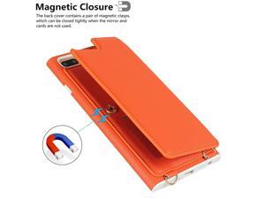 iCoverCase for iPhone 6 Plus/6s Plus/7 Plus/8 Plus Wallet Case with Lanyard, Magnetic Clasp Shockproof Bracket Leather Case with Card Slot and Hidden Mirror (Orange) iCoverCase for iPhone 6 Plus/6s Plus/7 Plus/8 Plus Wallet Case with Lanyard, Magnetic Clasp Shockproof Bracket Leather Case with Card Slot and Hidden Mirror (Orange)