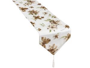 Violet Linen Fortune Decorative Sheer 13" x 70" Table Runner - Peach Floral