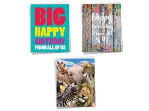 The Best Card Company - 3 Fun Birthday Cards Bundle (8.5 x 11 Inch)