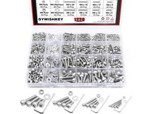 DYWISHKEY 1220 PCS M2 M3 M4 M5, 304 Stainless Steel Hex Socket Head Cap Bolts Screws Nuts Washers Assortment Kit with Hex Wrenches DYWISHKEY 1220 PCS M2 M3 M4 M5, 304 Stainless Steel Hex Socket Head Cap Bolts Screws Nuts Washers Assortment Kit with Hex Wrenches