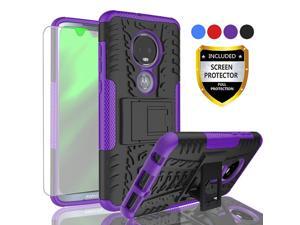 AYMECL Moto G7 Phone Case,Moto G7 Case,Tire Pattern Design Heavy Duty Dual Layer Shock Resistant Armor Kickstand Cover with HD Screen Protector for Motorola Moto G7-HN Purple-1 AYMECL Moto G7 Phone Case,Moto G7 Case,Tire Pattern Design Heavy Duty Dual Layer Shock Resistant Armor Kickstand Cover with HD Screen Protector for Motorola Moto G7-HN Purple-1