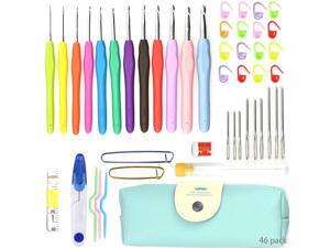 PHIMIITA Crochet Hooks Knitting Tool Accessories Set 46 Pack with Ergonomic Handles Hooks Blue Case Large Eye Blunt Needles PHIMIITA Crochet Hooks Knitting Tool Accessories Set 46 Pack with Ergonomic Handles Hooks Blue Case Large Eye Blunt Needles