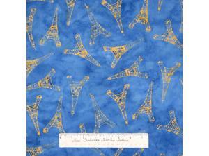 Batik Fabric - Paris Panache Blue & Yellow Eiffel Tower Toss - Riverwoods YARD Batik Fabric - Paris Panache Blue & Yellow Eiffel Tower Toss - Riverwoods YARD