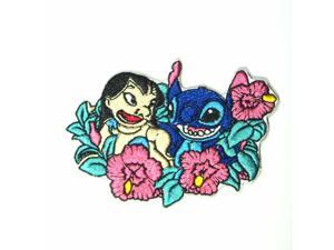 Disneys Lilo & Stitch in a bed of Flowers Embroidered Iron/Sewn On Patch 3.5" Disneys Lilo & Stitch in a bed of Flowers Embroidered Iron/Sewn On Patch 3.5"