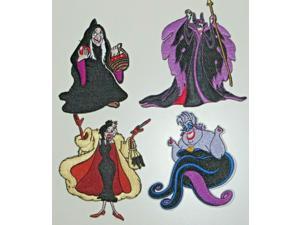 Disneys Female Villains Deluxe Embroidered Patch Set of (4) 4" Tall Disneys Female Villains Deluxe Embroidered Patch Set of (4) 4" Tall