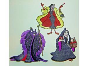 Disneys Female Villains Deluxe Embroidered Patch Set of (3) 4" Tall Disneys Female Villains Deluxe Embroidered Patch Set of (3) 4" Tall