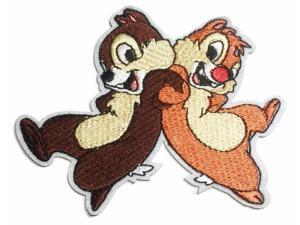 Disneys Chip & Dale Characters 4" Wide Embroidered Iron On Patch Disneys Chip & Dale Characters 4" Wide Embroidered Iron On Patch