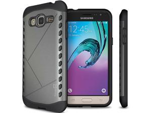 Gray Slim Hard Hybrid Cover For Samsung Galaxy J3 V / J3 Nova / J3 2016 Case