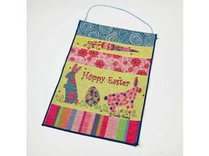 Funky Friends Happy Easter Bunny Eggs Carrots Tapestry Bannerette Wall Hanging