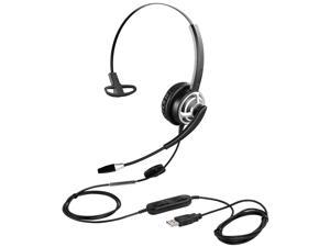 Usb Headset With Microphone Noise Cling And Volume Controls, Computer Pc Headset With Voice Recognition Mic For Teams Zoom Skype Softphones Conference Calls Online Course Gaming Etc