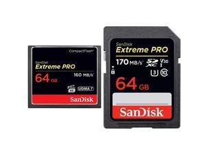 Sandisk Extreme Pro 64Gb Compact Flash Memory Card Udma 7 Speed Up To 160Mb S - Sdcfxps-064G-X46 & 64Gb Extreme Pro Sdxc Uhs-I Card - C10, U3, V30, 4K Uhd, Sd Card - Sdsdxxy-064G-Gn4In