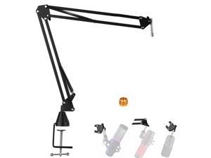 Quadcast Boom Arm - Adjustable Heavy Duty Suspension Mic Stand With Upgraded Desk Clamp Compatible With Hyperx Quadcast S Rgb Usb Condenser Mic And Hyperx Solocast Usb Condenser Gaming Microphone