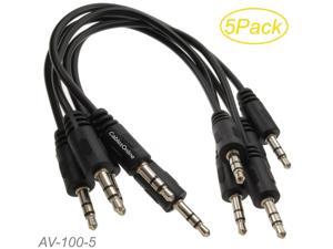 5-Pack 6-inch 3.5mm Stereo TRS Male to Male Molded Short Jumper Audio Cables