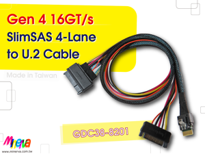 PCIe Gen 4 16 GT/s SFF-8654 4i to U.2 (SFF-8639) Cable / 50cm PCIe Gen 4 16 GT/s SFF-8654 4i to U.2 (SFF-8639) Cable / 50cm