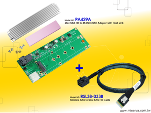 Innocard Mini SAS HD to M.2 / M.3 (NF1) Adapter with SSD heat sink with Mini SAS HD (SFF-8643) to Slimline SAS (SFF-8654) Cable KIT Innocard Mini SAS HD to M.2 / M.3 (NF1) Adapter with SSD heat sink with Mini SAS HD (SFF-8643) to Slimline SAS (SFF-8654) Cable KIT