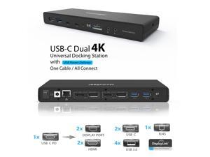 USB C Dual 4K Dock w/ Laptop Power Delivery: Dual Display 2X HDMI + 2X DisplayPort, 4X USB A 3.0, 2X Type C, Gigabit Ethernet LAN, Audio+Mic Jack for MacBook Pro & Window PC *Thunderbolt 3 compatible USB C Dual 4K Dock w/ Laptop Power Delivery: Dual Display 2X HDMI + 2X DisplayPort, 4X USB A 3.0, 2X Type C, Gigabit Ethernet LAN, Audio+Mic Jack for MacBook Pro & Window PC *Thunderbolt 3 compatible