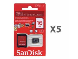 SanDisk 16GB microSDHC Class 4 Card SDSDQM-016G-B35A (5 Pack)