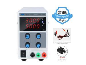 30V 5A DC Power Supply Variable, 4 Digital Adjustable Switching Regulated Power Supply Digital, with Alligator Leads US Power Cord for Spectrophotometer and lab Equipment Repair