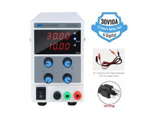 30V 10A DC Bench  Power Supply Variable, 4 Digital Adjustable Switching Regulated Power Supply Digital, with Alligator Leads US Power Cord for Spectrophotometer and lab Equipment Repair