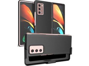 Black Hard Case Cover and Belt Clip Holster Stand for Samsung Galaxy Z Fold 2 5G