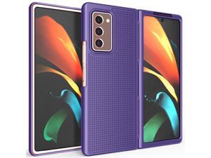 Purple Grid Protector Case Slim Hard Shell Cover for Samsung Galaxy Z Fold 2 5G