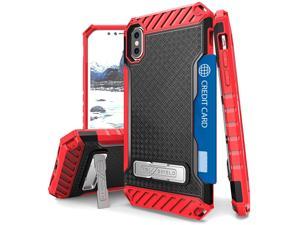 RED TRISHIELD RUGGED CASE KICKSTAND CARD SLOT LANYARD FOR APPLE iPHONE X 10