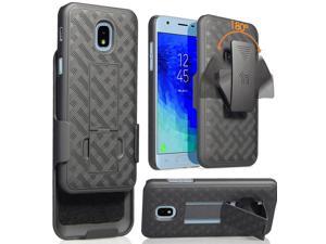 Black Case Kickstand Cover + Belt Clip Holster for Samsung Galaxy J3 (2018) J337