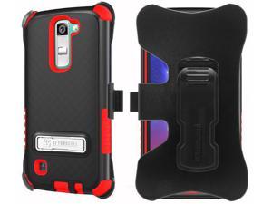 RED TRISHIELD CASE  BELT CLIP HOLSTER STAND FOR LG TRIBUTE 5 MS330LS675K7