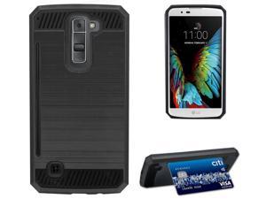 BLACK RUGGED TPU RUBBER HARD SHELL CASE STAND COVER FOR LG K7 and LG TRIBUTE 5