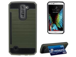 OD GREEN RUGGED TPU RUBBER HARD SHELL CASE STAND COVER FOR LG K7  LG TRIBUTE 5